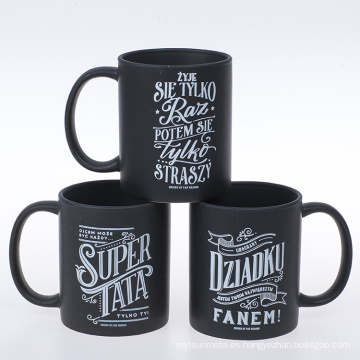 Taza glaseada de venta caliente con impresión de calcomanías 11 oz Tazas impresas de calcomanías al por mayor